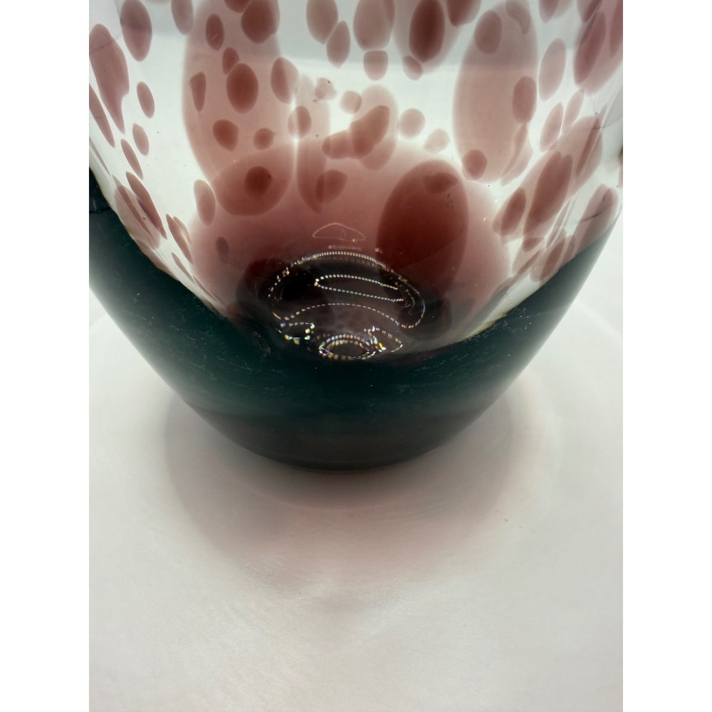 Handblown Art Glass Vase Purple Red Confetti Heavy Base 8.5" Modern Decor - Picture 5 of 11